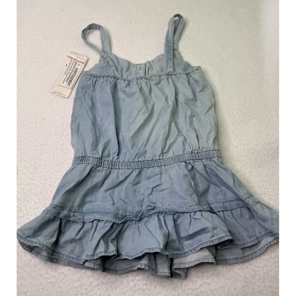 GUESS Kids Denim Dress With Embroidered Top And Ruffle‎ Skirt Sz 4T SpringNWT